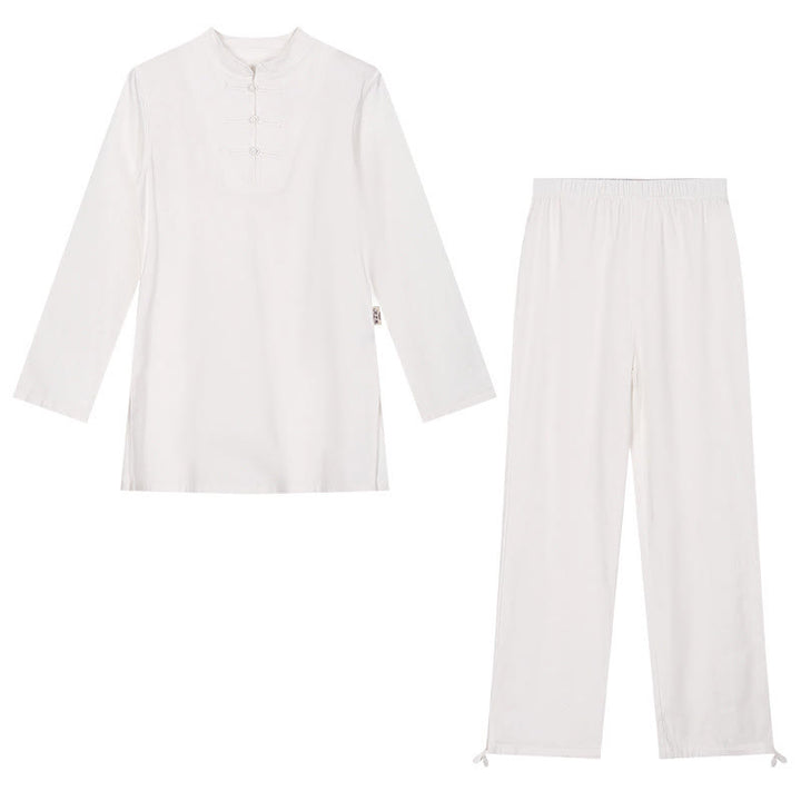 Buddha Stones 2-teiliges Set mit halblangen Ärmeln, Hemd, Oberteil und Hose, Meditation, Zen, Tai Chi, Baumwolle und Leinen, Damen - image 18