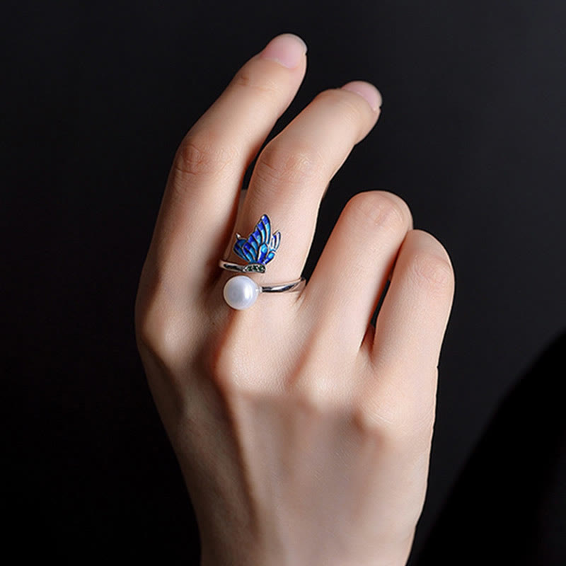 Buddha Stones 925 Sterling Silber Perle Schmetterling Heilung Halskette Anhänger Ohrringe Ring - image 13