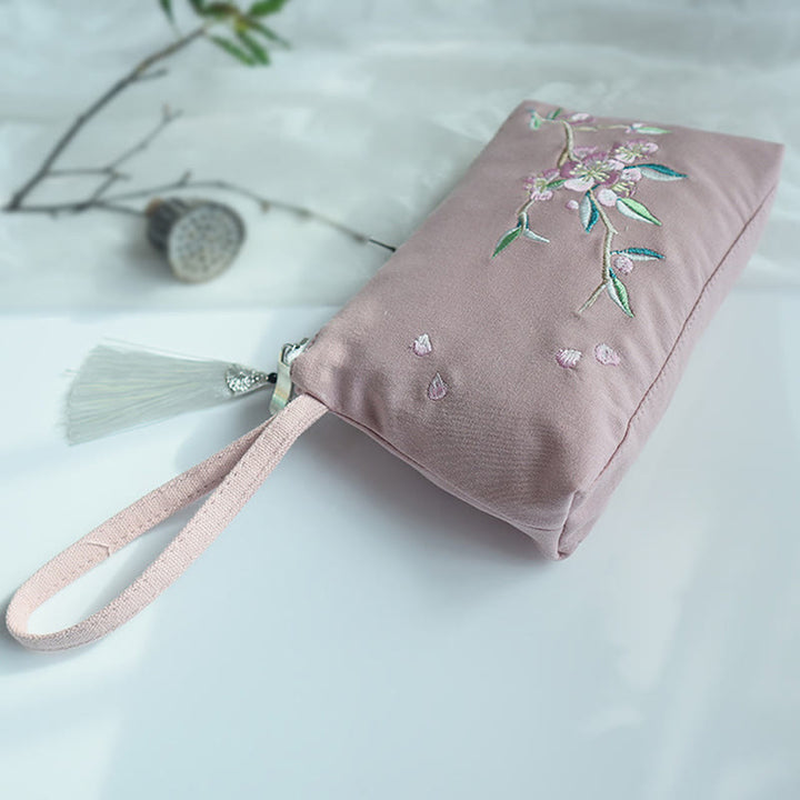 Buddha-Steine, kleine Blume, Pflaume, Kirsche, Kranich, Pfirsichblüte, Stickerei, Canvas-Geldbörse, Einkaufstasche - Rosa Pfirsichblüte 21 x 13 cm - image 23