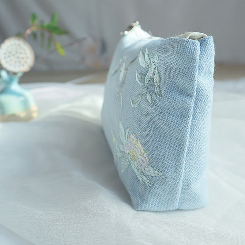 Buddha-Steine, kleine Blume, Pflaume, Kirsche, Kranich, Pfirsichblüte, Stickerei, Canvas-Geldbörse, Einkaufstasche - image 10