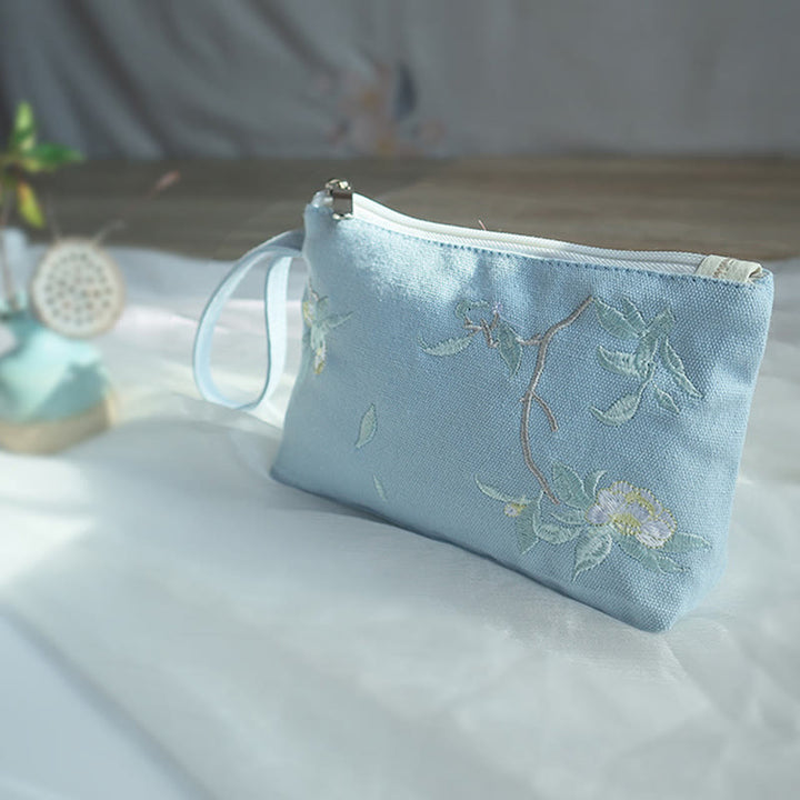 Buddha-Steine, kleine Blume, Pflaume, Kirsche, Kranich, Pfirsichblüte, Stickerei, Canvas-Geldbörse, Einkaufstasche - image 12