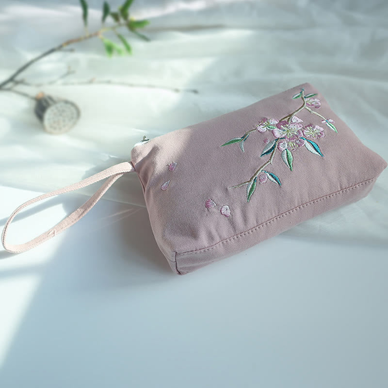 Buddha-Steine, kleine Blume, Pflaume, Kirsche, Kranich, Pfirsichblüte, Stickerei, Canvas-Geldbörse, Einkaufstasche - image 26