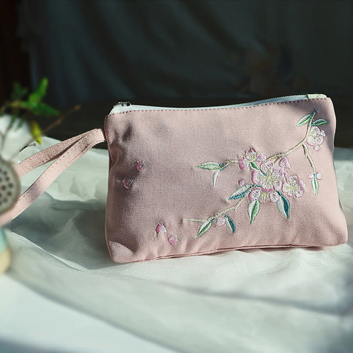 Buddha-Steine, kleine Blume, Pflaume, Kirsche, Kranich, Pfirsichblüte, Stickerei, Canvas-Geldbörse, Einkaufstasche - image 24