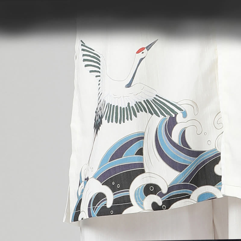 Kleidungsset mit Buddha-Steinen, Weiß Kranich, Meer, Baumwolle und Leinen, Meditation, Gebet, spirituelles Zen, Tai Chi, Qigong, Praxis - image 12