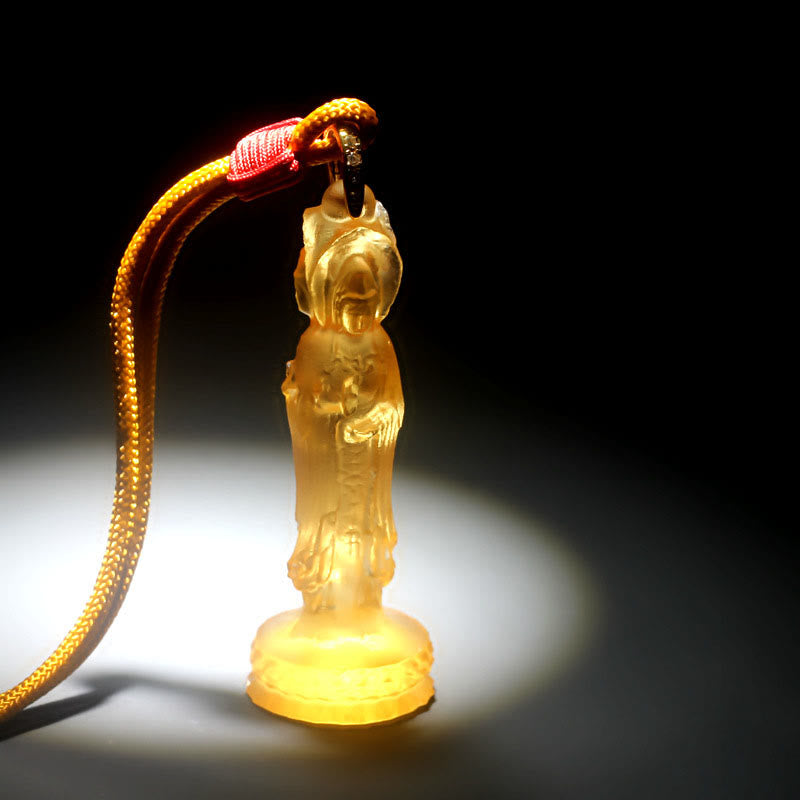Buddha Steine ​​Avalokitesvara Buddha Liuli Harmonie Halskette - Gelb (Halskettenlänge: 45 cm) - image 0