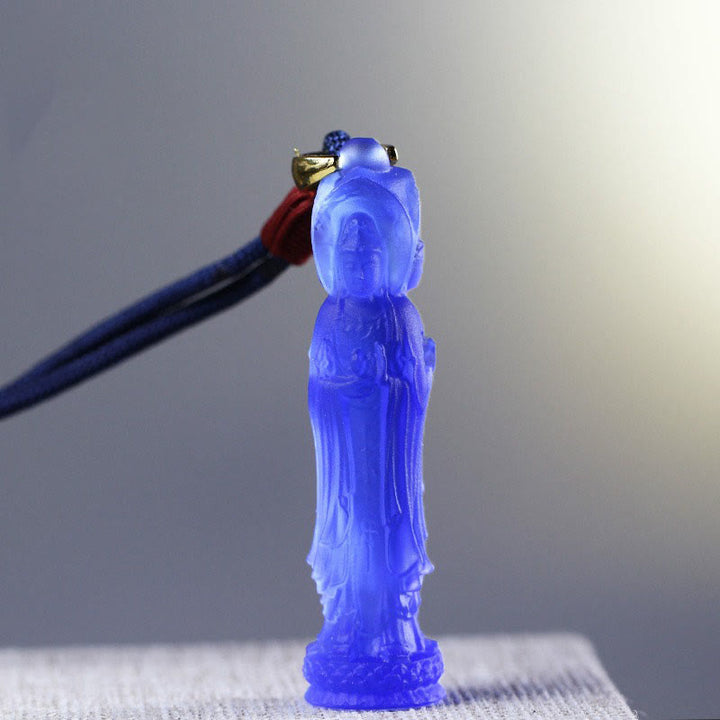 Buddha Steine ​​Avalokitesvara Buddha Liuli Harmonie Halskette - Blau (Halskettenlänge: 45 cm) - image 6