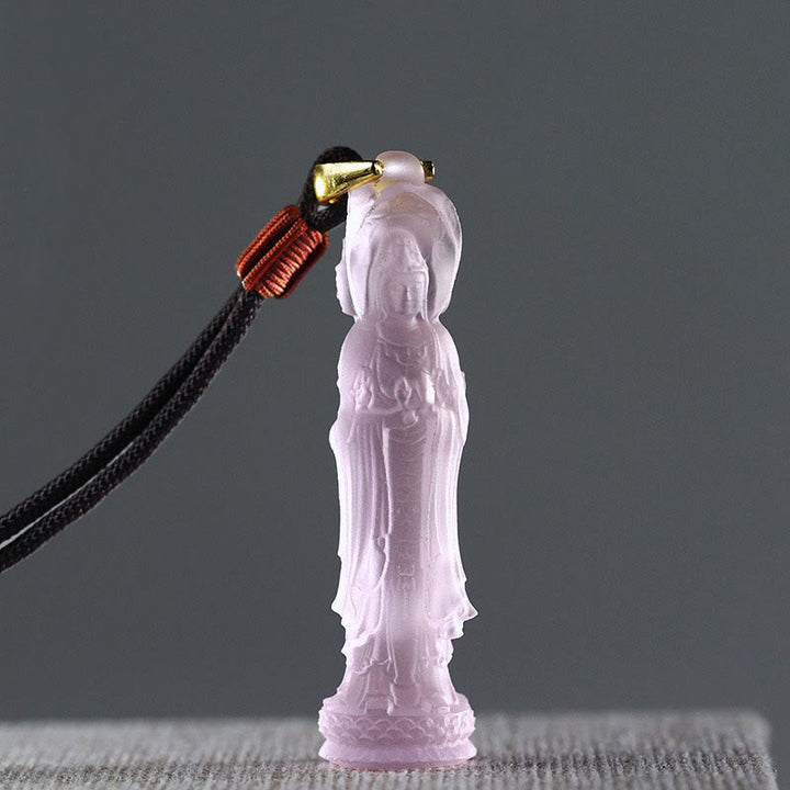 Buddha Steine ​​Avalokitesvara Buddha Liuli Harmonie Halskette - Rosa (Halskettenlänge: 45 cm) - image 7