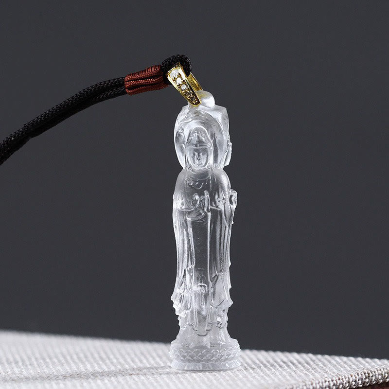 Buddha Steine ​​Avalokitesvara Buddha Liuli Harmonie Halskette - Weiß(Halskettenlänge: 45cm) - image 5