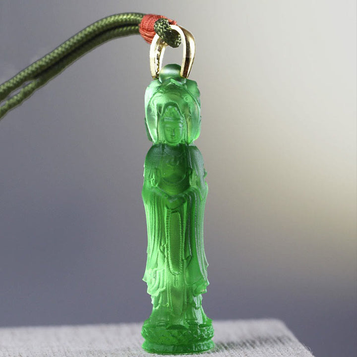 Buddha Steine ​​Avalokitesvara Buddha Liuli Harmonie Halskette - Grün (Halskettenlänge: 45 cm) - image 8