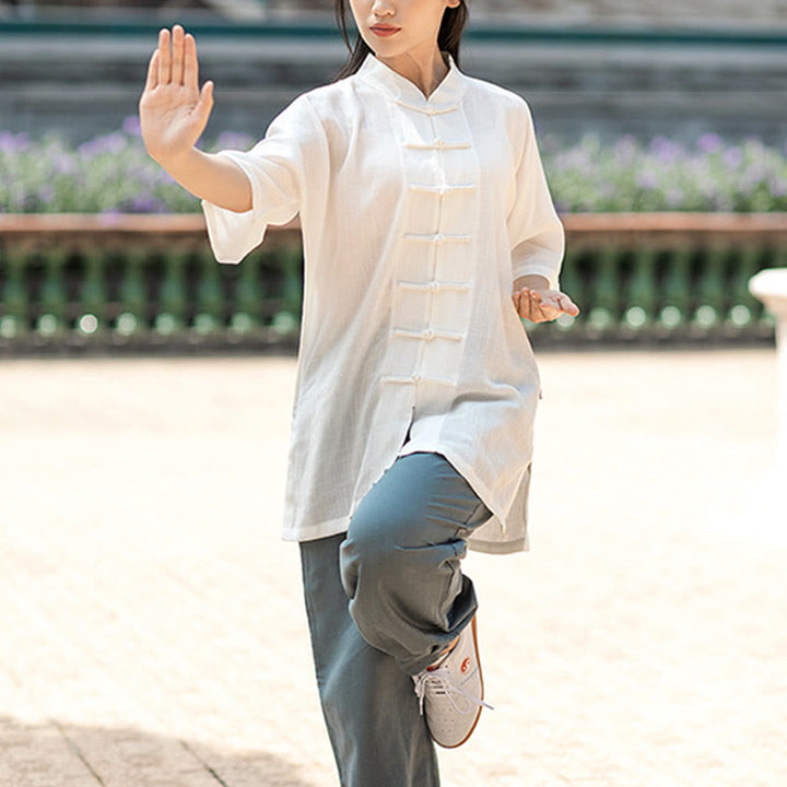 Buddha-Steine, einfarbig, Frosch-Knopf, Meditation, Gebet, spirituelles Zen, Tai Chi, Qigong, Praxis, Unisex-Kleidungsset - image 8