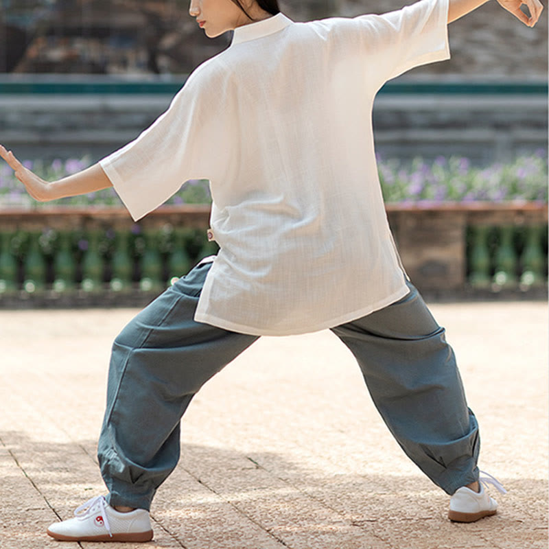 Buddha-Steine, einfarbig, Frosch-Knopf, Meditation, Gebet, spirituelles Zen, Tai Chi, Qigong, Praxis, Unisex-Kleidungsset - image 5