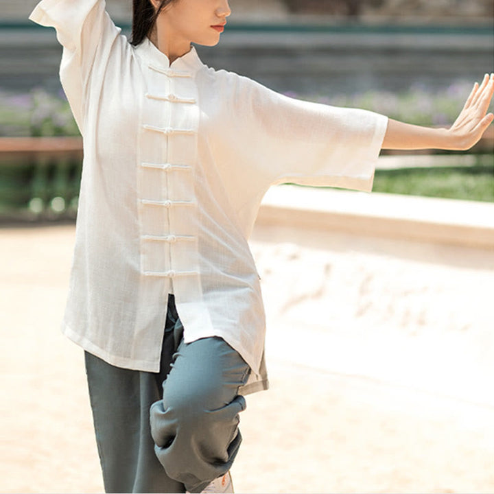 Buddha-Steine, einfarbig, Frosch-Knopf, Meditation, Gebet, spirituelles Zen, Tai Chi, Qigong, Praxis, Unisex-Kleidungsset - image 7