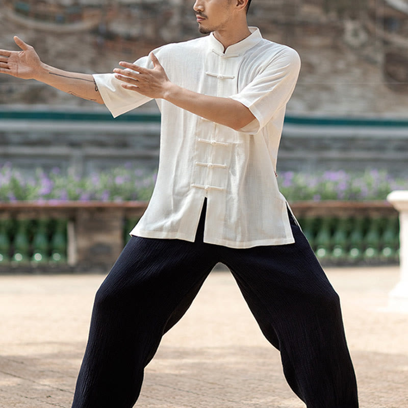 Buddha-Steine, einfarbig, Frosch-Knopf, Meditation, Gebet, spirituelles Zen, Tai Chi, Qigong, Praxis, Unisex-Kleidungsset - image 10