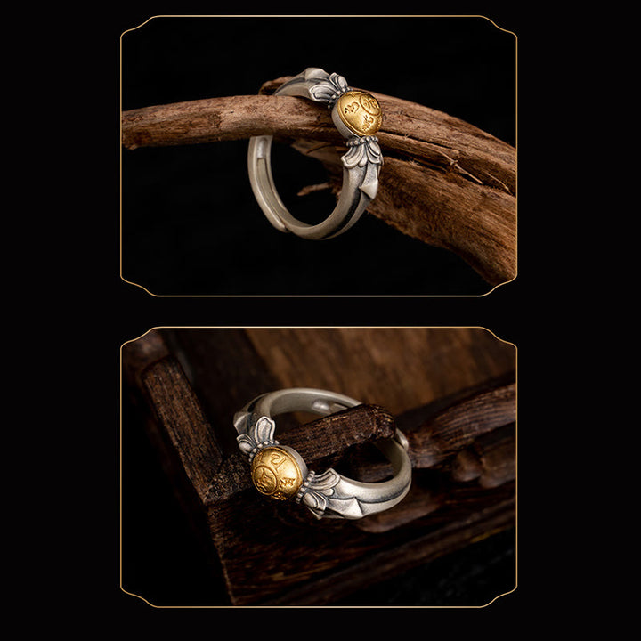 Ring mit Buddha-Steinen, 925er Sterlingsilber, Manjusri, Mantra, Om Mani Padme Hum, Peace, verstellbar - image 4