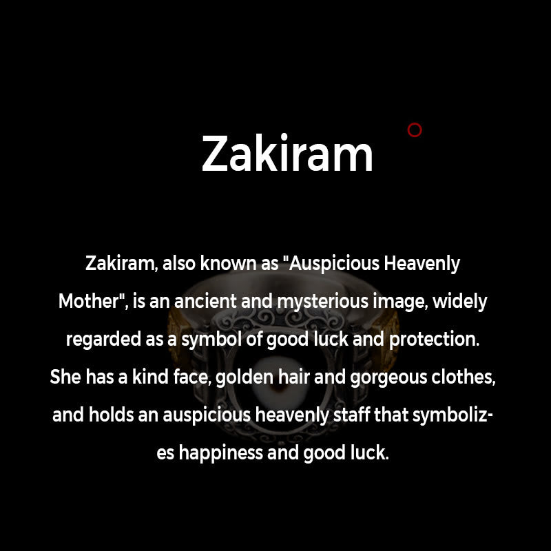 Buddha Stones 925 Sterling Silber Zakiram Göttin des Reichtums Design Dzi Perle Schutzring - image 7