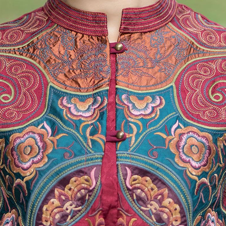 Ärmellose Weste mit Buddha-Steinen im Vintage-Stil, Blumen-Stickerei, Tang-Anzug-Design - image 23