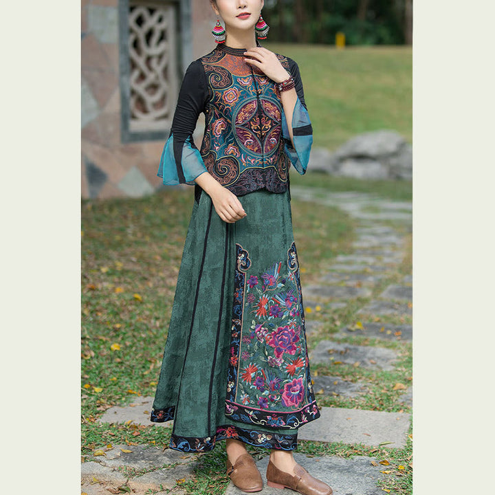 Ärmellose Weste mit Buddha-Steinen im Vintage-Stil, Blumen-Stickerei, Tang-Anzug-Design - image 13