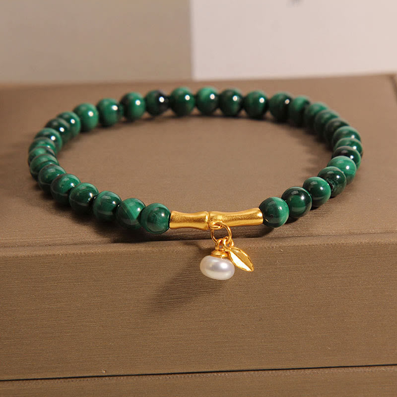 Buddha Stones Natürliche Malachitperle Glücksbambus Anti-Angst-Armband - image 3
