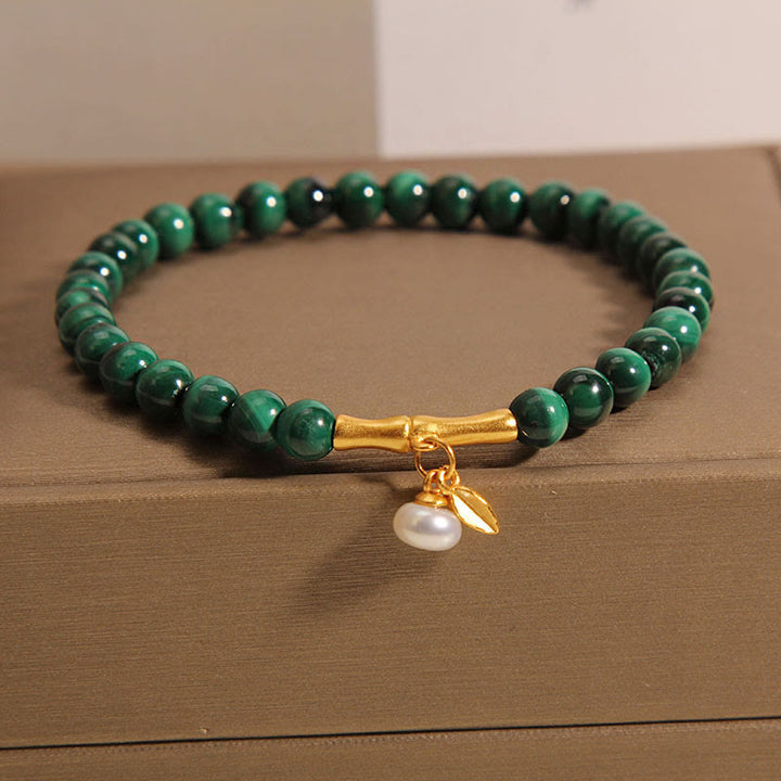 Buddha Stones Natürliche Malachitperle Glücksbambus Anti-Angst-Armband - image 3