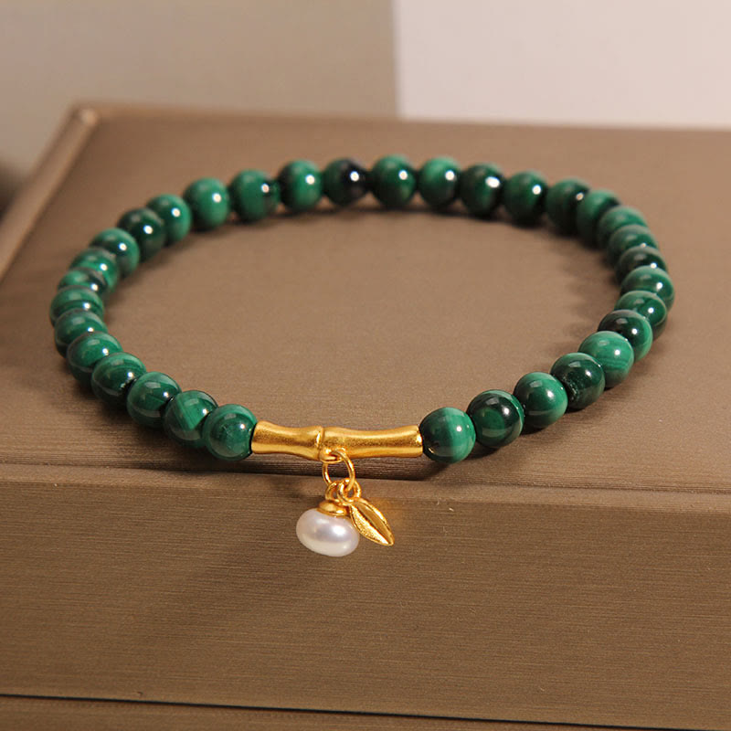 Buddha Stones Natürliche Malachitperle Glücksbambus Anti-Angst-Armband - 5 mm Malachit (Handgelenkumfang: 14-15 cm) - image 0