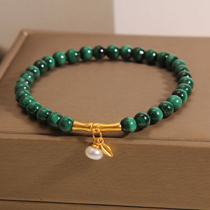Buddha Stones Natürliche Malachitperle Glücksbambus Anti-Angst-Armband - 5 mm Malachit (Handgelenkumfang: 14-15 cm) - image 0