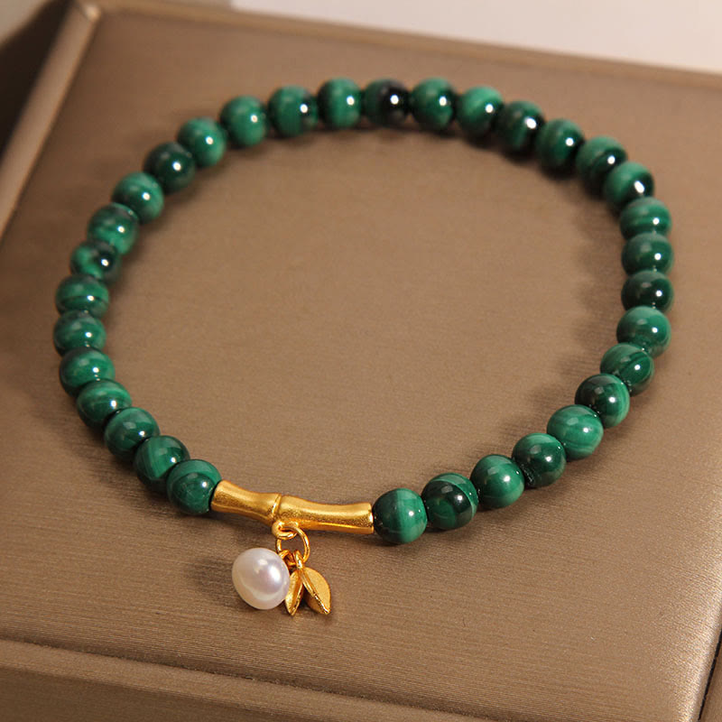 Buddha Stones Natürliche Malachitperle Glücksbambus Anti-Angst-Armband - image 2