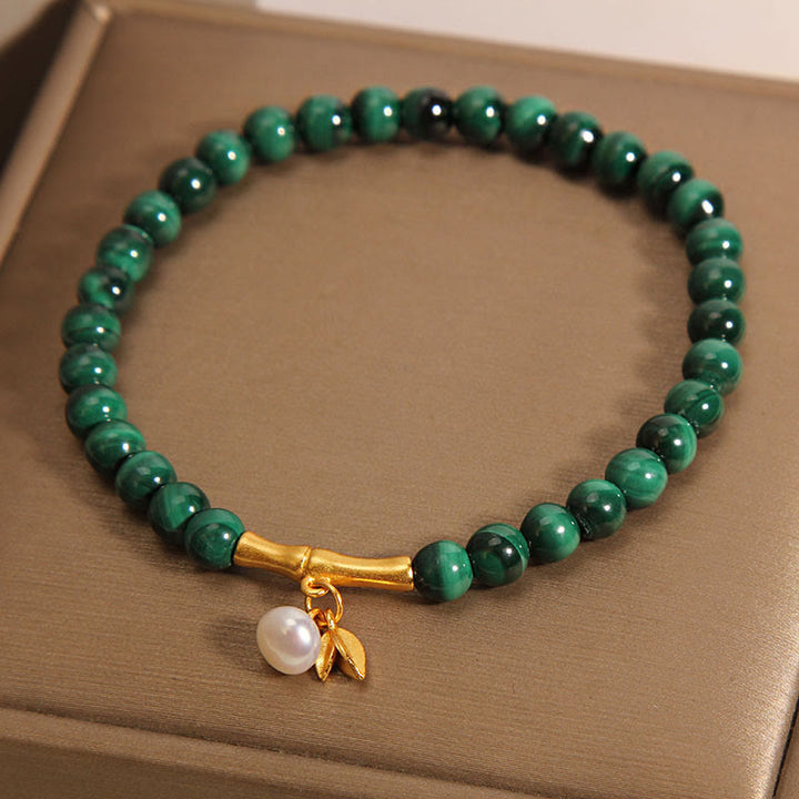Buddha Stones Natürliche Malachitperle Glücksbambus Anti-Angst-Armband - image 2