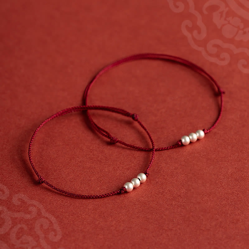 Fußkettchen mit Schutzschnur und drei Perlen von Buddha Stones aus 925er Sterlingsilber - image 1
