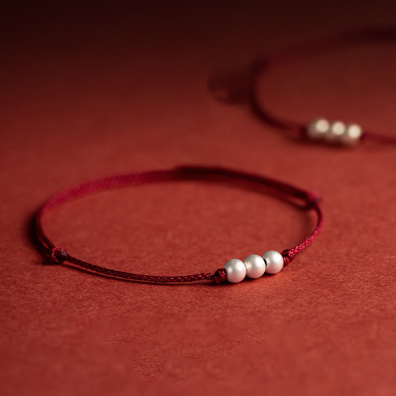 Fußkettchen mit Schutzschnur und drei Perlen von Buddha Stones aus 925er Sterlingsilber - image 4