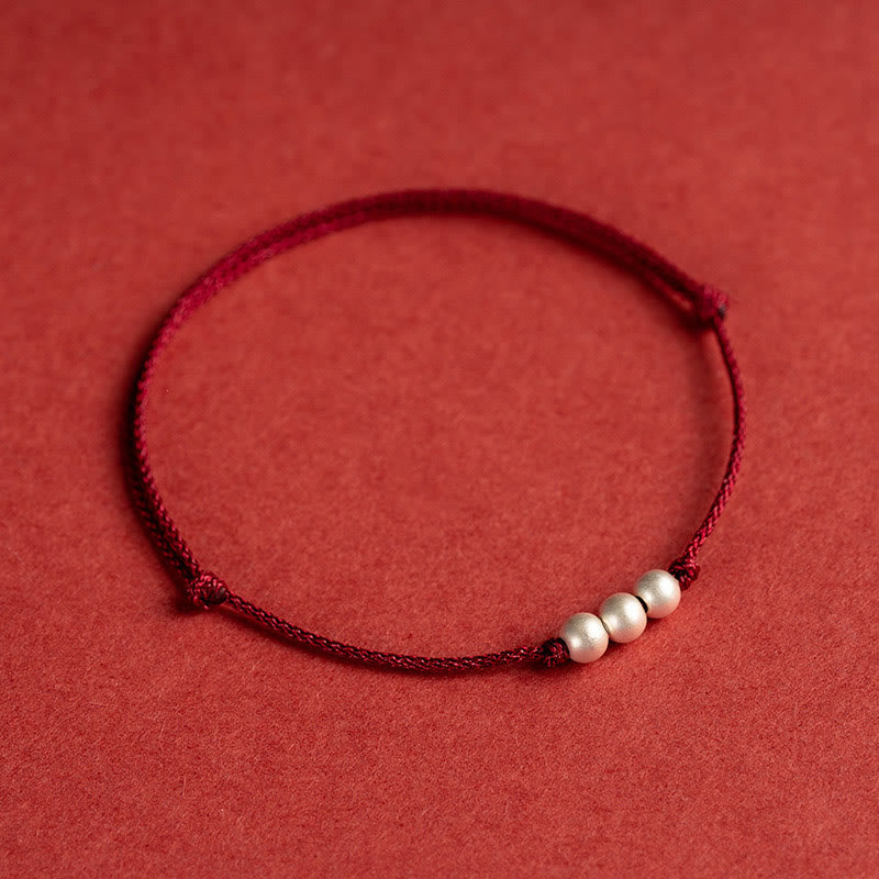 Fußkettchen mit Schutzschnur und drei Perlen von Buddha Stones aus 925er Sterlingsilber - image 2