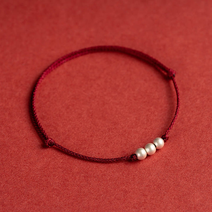 Fußkettchen mit Schutzschnur und drei Perlen von Buddha Stones aus 925er Sterlingsilber - image 2