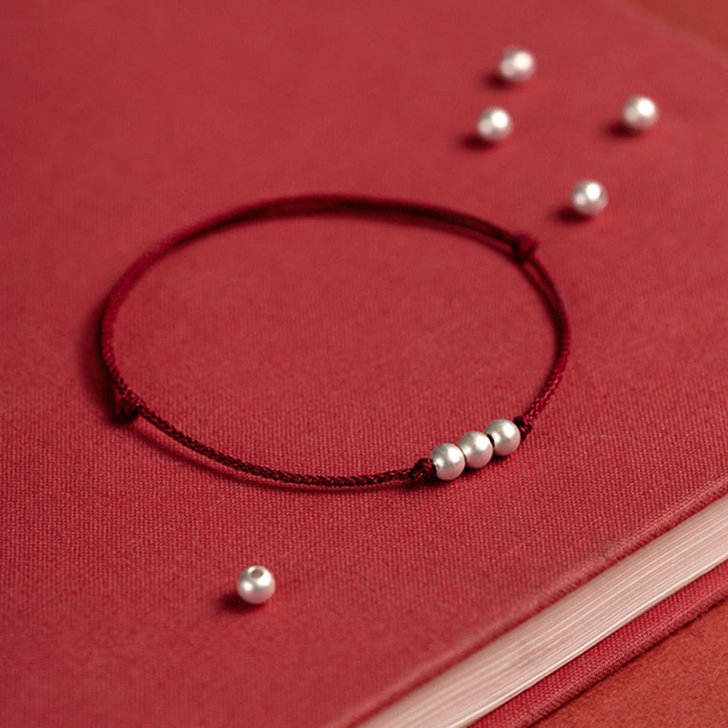 Fußkettchen mit Schutzschnur und drei Perlen von Buddha Stones aus 925er Sterlingsilber - image 5