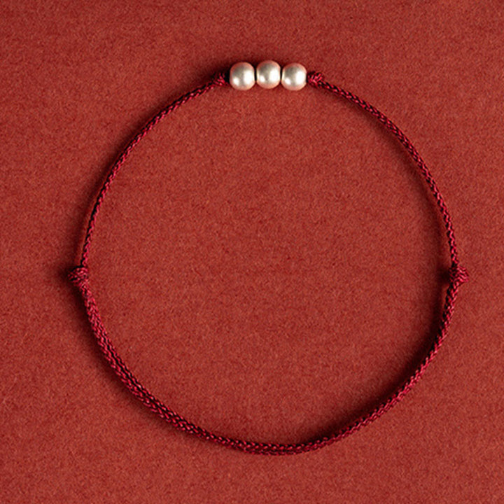 Fußkettchen mit Schutzschnur und drei Perlen von Buddha Stones aus 925er Sterlingsilber - image 3