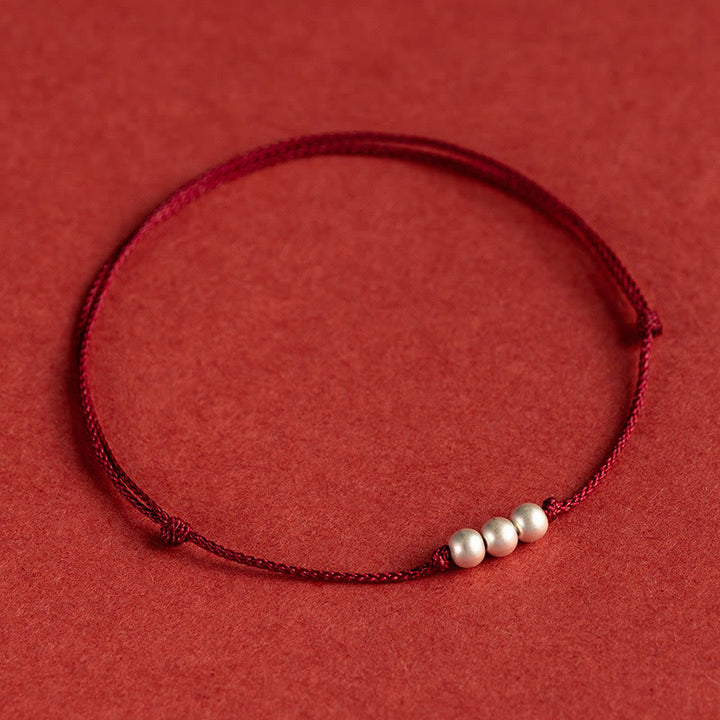 Fußkettchen mit Schutzschnur und drei Perlen von Buddha Stones aus 925er Sterlingsilber - Fußkettchen (Umfang 21-27 cm) - image 10