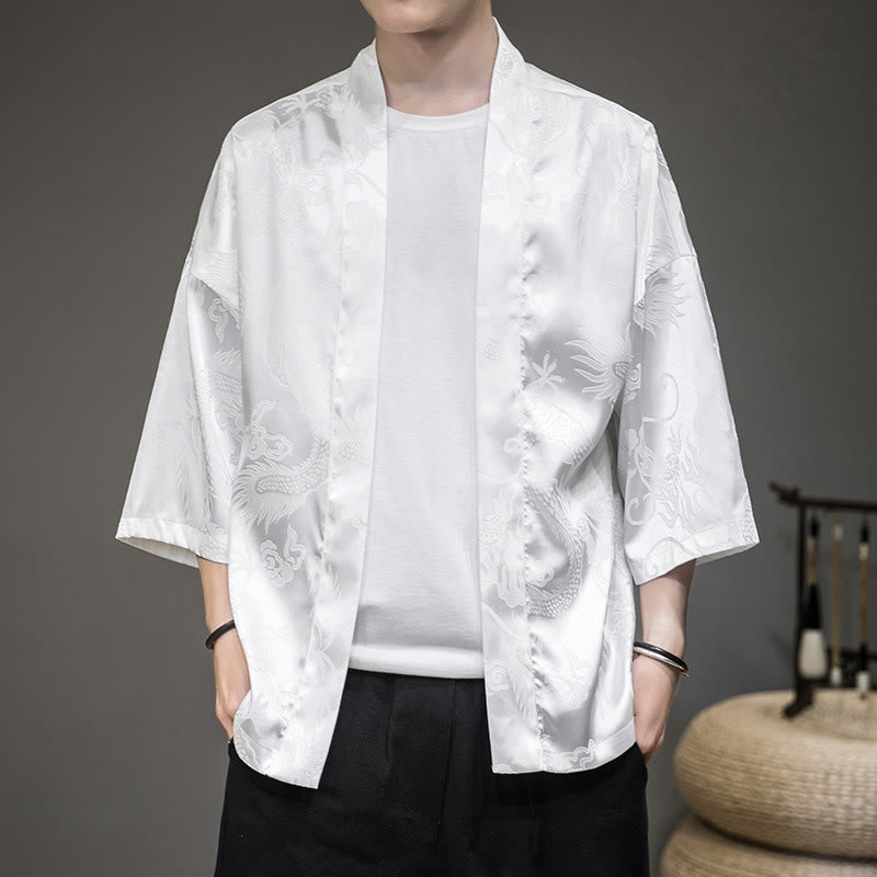 Buddha Stones Chinesischer Drache Offene Vorderseite Jacke Herren Kimono - image 1