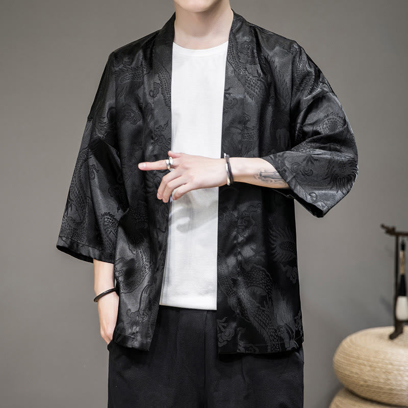 Buddha Stones Chinesischer Drache Offene Vorderseite Jacke Herren Kimono - image 10