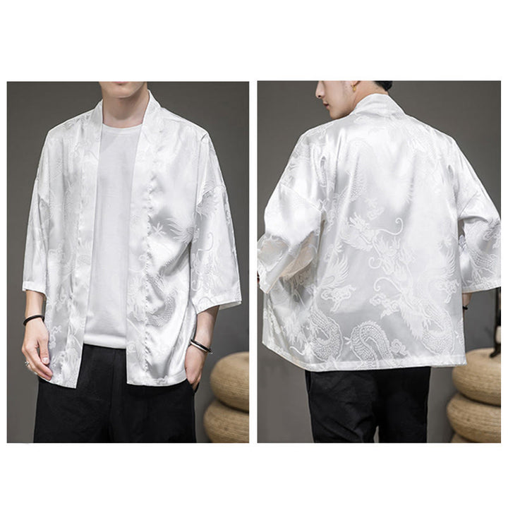 Buddha Stones Chinesischer Drache Offene Vorderseite Jacke Herren Kimono - image 5