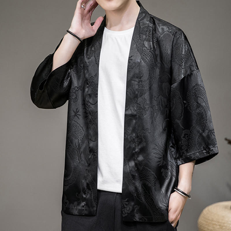 Buddha Stones Chinesischer Drache Offene Vorderseite Jacke Herren Kimono - image 9