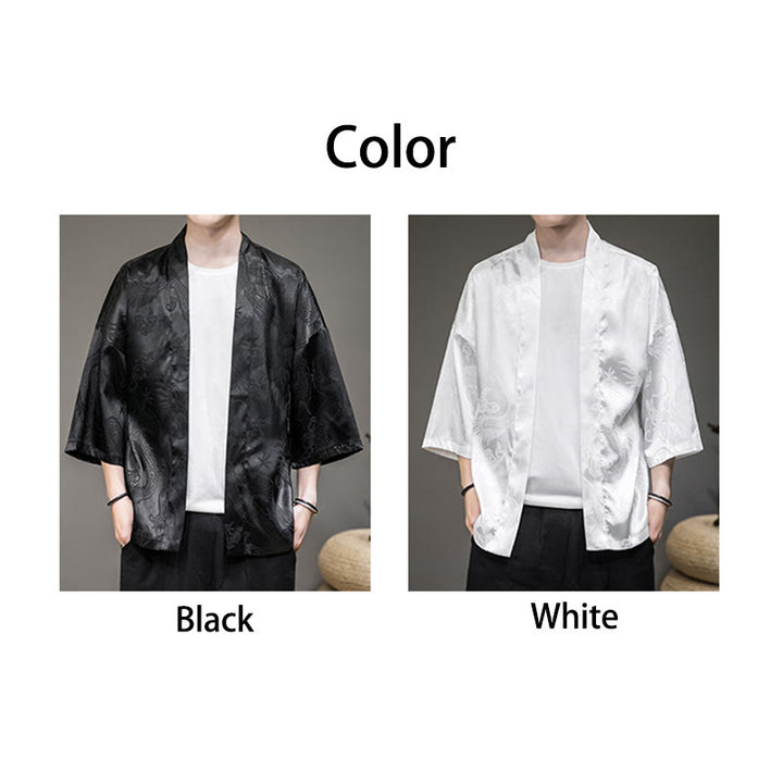 Buddha Stones Chinesischer Drache Offene Vorderseite Jacke Herren Kimono - image 15