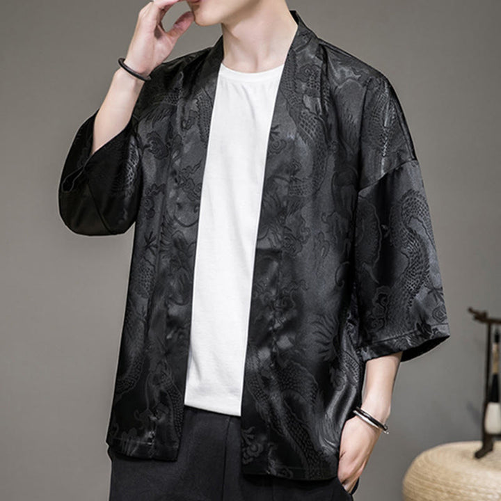 Buddha Stones Chinesischer Drache Offene Vorderseite Jacke Herren Kimono - image 13