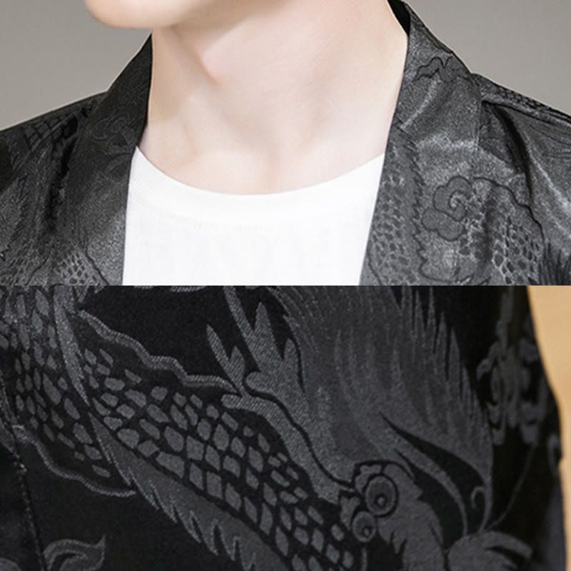Buddha Stones Chinesischer Drache Offene Vorderseite Jacke Herren Kimono - image 14