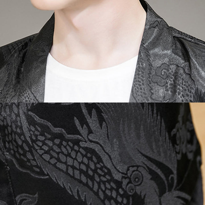 Buddha Stones Chinesischer Drache Offene Vorderseite Jacke Herren Kimono - image 14