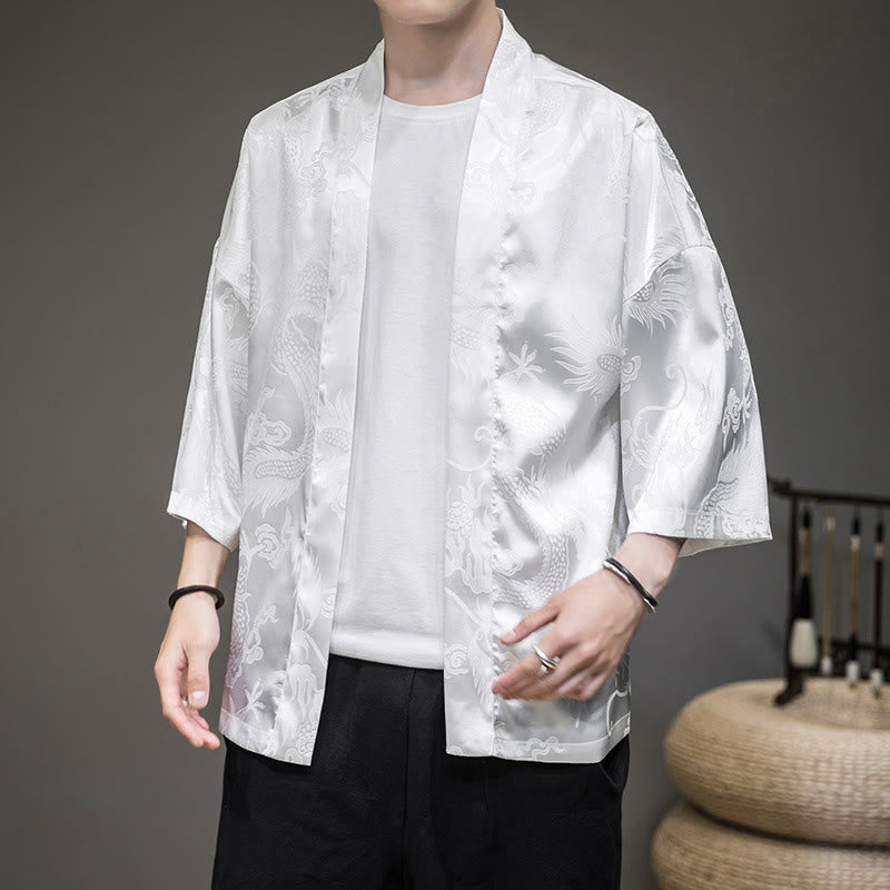 Buddha Stones Chinesischer Drache Offene Vorderseite Jacke Herren Kimono - image 2