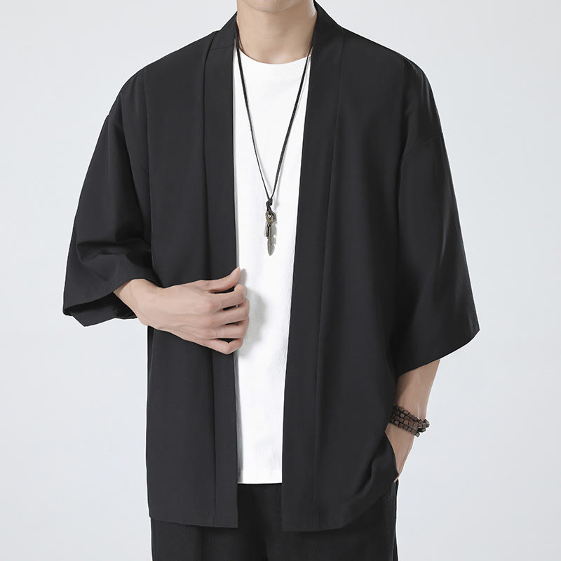 Buddha Stones, einfarbige, offene Herren-Kimono-Jacke - image 1