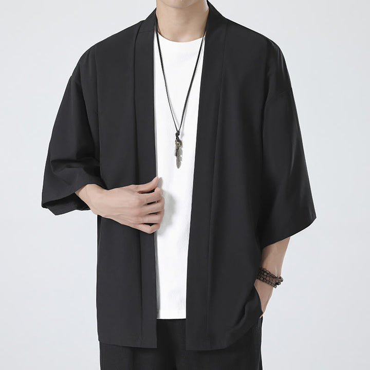Buddha Stones, einfarbige, offene Herren-Kimono-Jacke - image 1