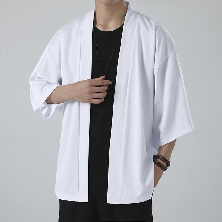 Buddha Stones, einfarbige, offene Herren-Kimono-Jacke - Weiß (nur Jacke) - US/UK/AU46, EU56 (5XL) - image 7