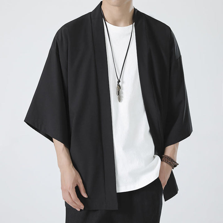 Buddha Stones, einfarbige, offene Herren-Kimono-Jacke - image 4