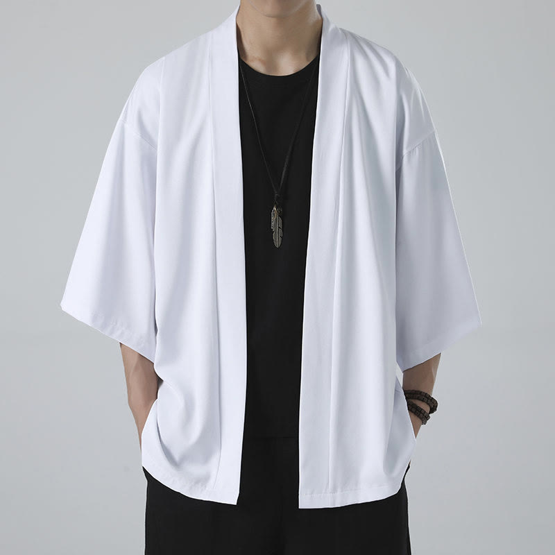 Buddha Stones, einfarbige, offene Herren-Kimono-Jacke - image 10