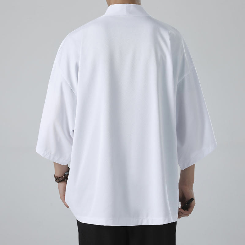 Buddha Stones Einfarbige offene Jacke vorne für Herren Kimono - image 10