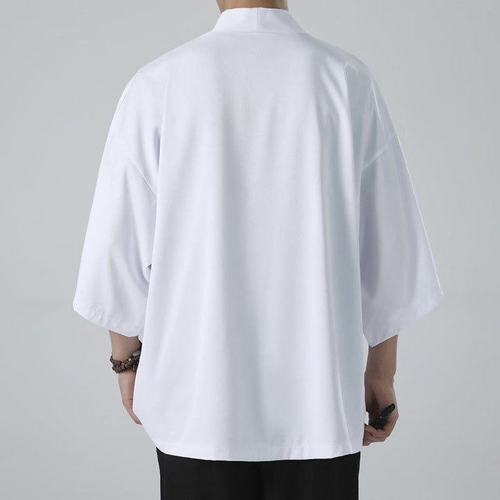Buddha Stones Einfarbige offene Jacke vorne für Herren Kimono - image 10